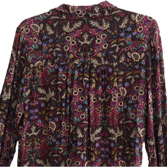 Maeve Anthropologie Janie Flounced Peasant Blouse Womens Sz 12 Dark Moody Floral - Picture 10 of 16